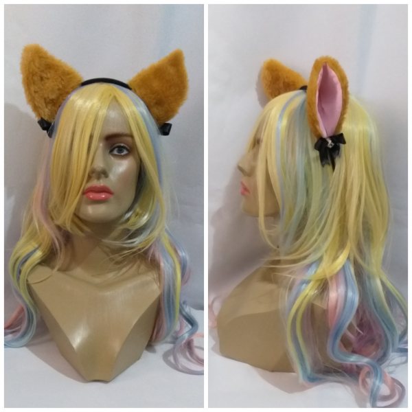 Tiara Gatinho Orelhas Nekomimi Caramelo com Guizo