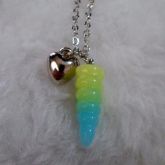 Colar Chifre de Unicórnio Mini Verde com Azul