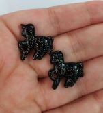 Brinco Mini Unicórnio Preto Holográfico