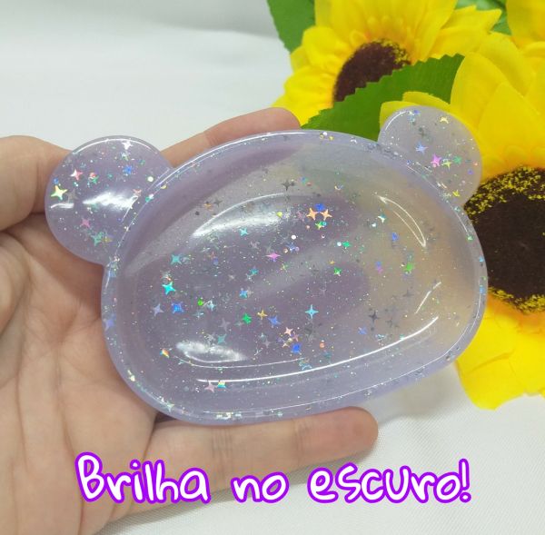 Saboneteira Ursinho Lilás BRILHA NO ESCURO