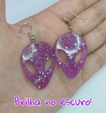 Brinco ET Alienígena Roxo com Estrelinhas