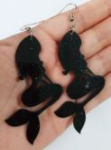 Brinco Sereia Preto com Glitter Maxibrinco