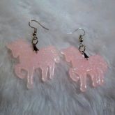 Brinco Unicórnio Fofo Rosa com Glitter