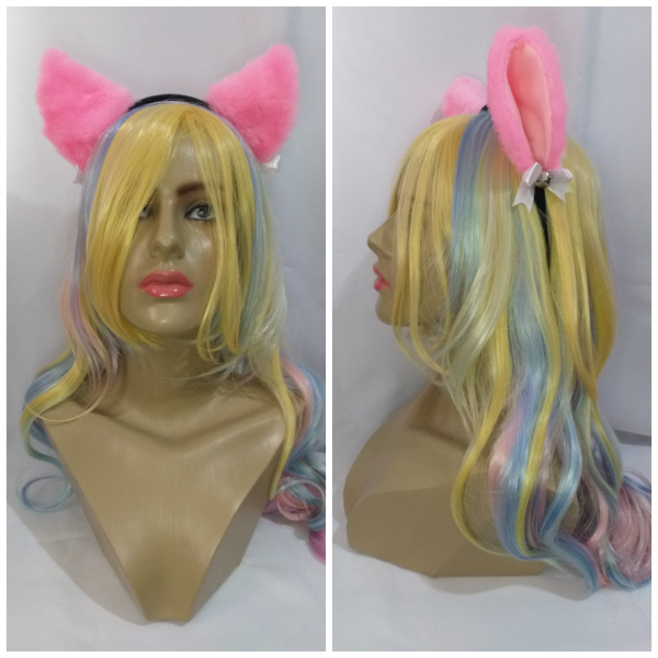 Tiara Gatinho Orelhas Nekomimi Rosa com Guizo