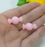 Brinco Balinha Rosa Bebê com Glitter
