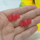 Brinco Balinha Vermelha com Glitter